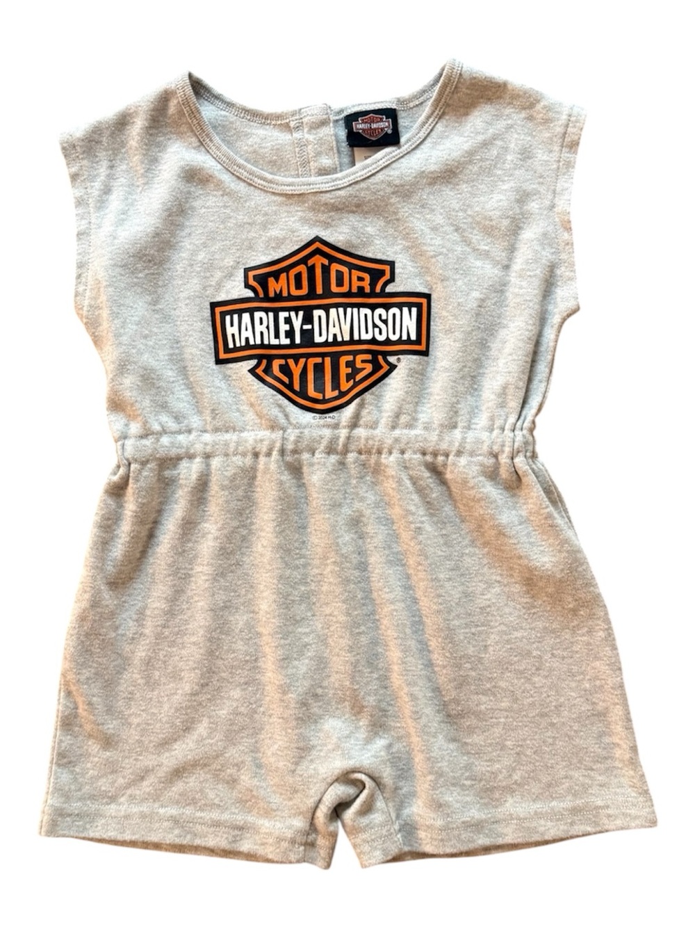 Harley-Davidson Sleeveless Gray and Orange Logo Kids Toddler Romper 2/3T
